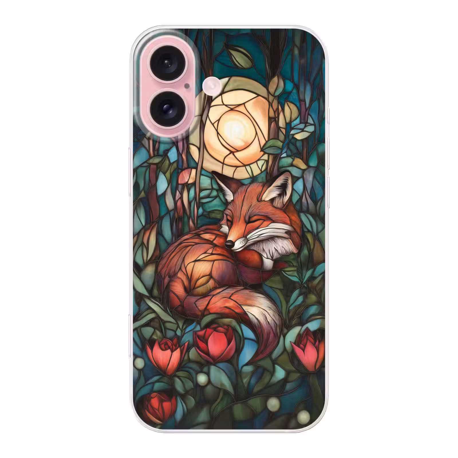 Telefoonhoesje - Vos - Mozaïek - Bos - Maan — 1