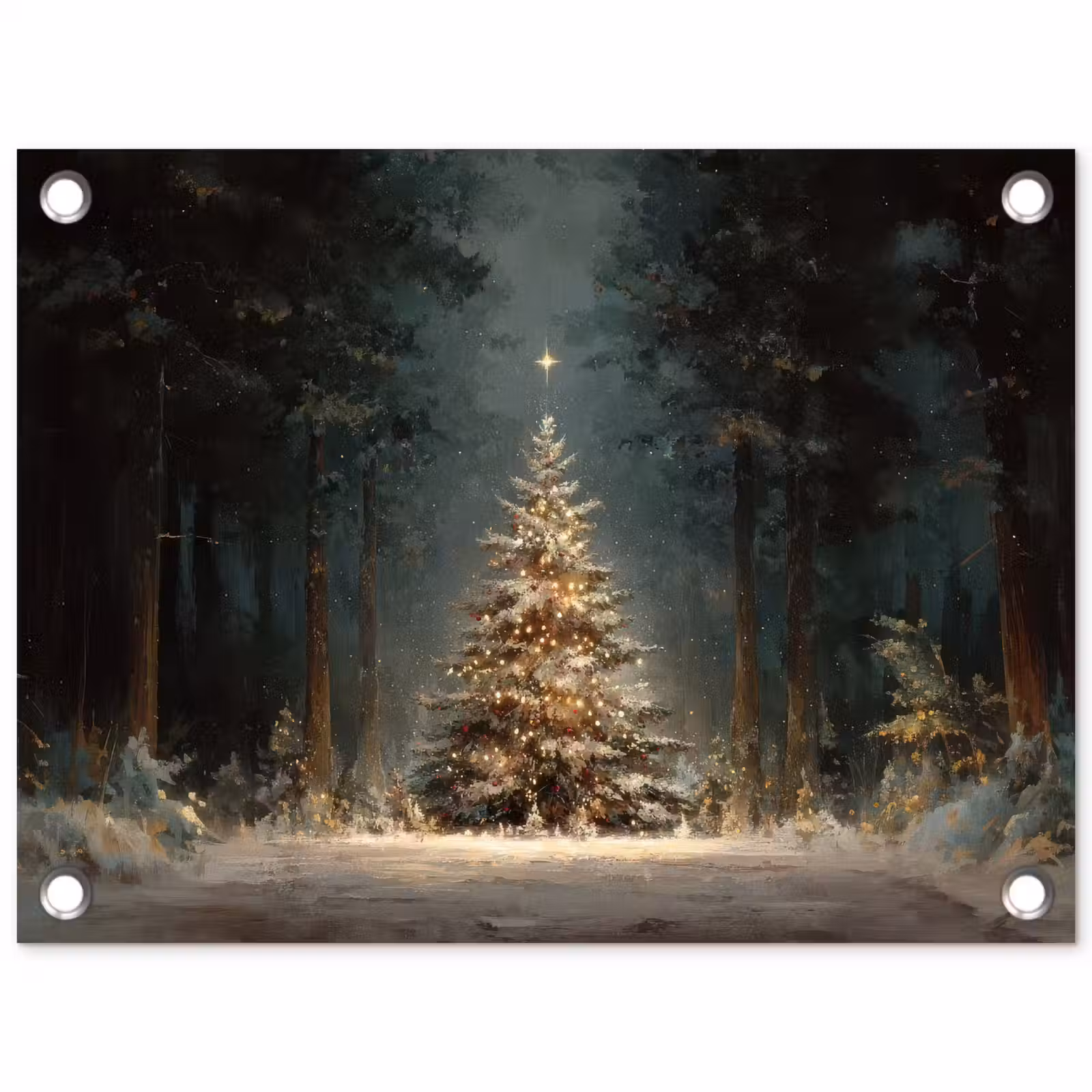 Tuinposter - Kerstboom - Bos - Sneeuw - meerkleurig — 1