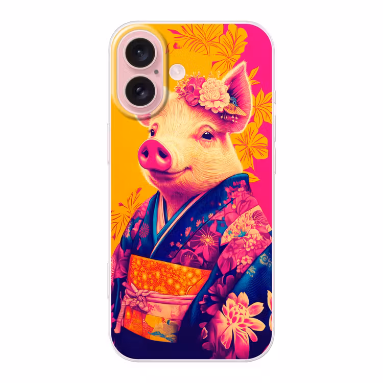 Telefoonhoesje - Varken - Bloemkroon - Kimono - Abstract — 1