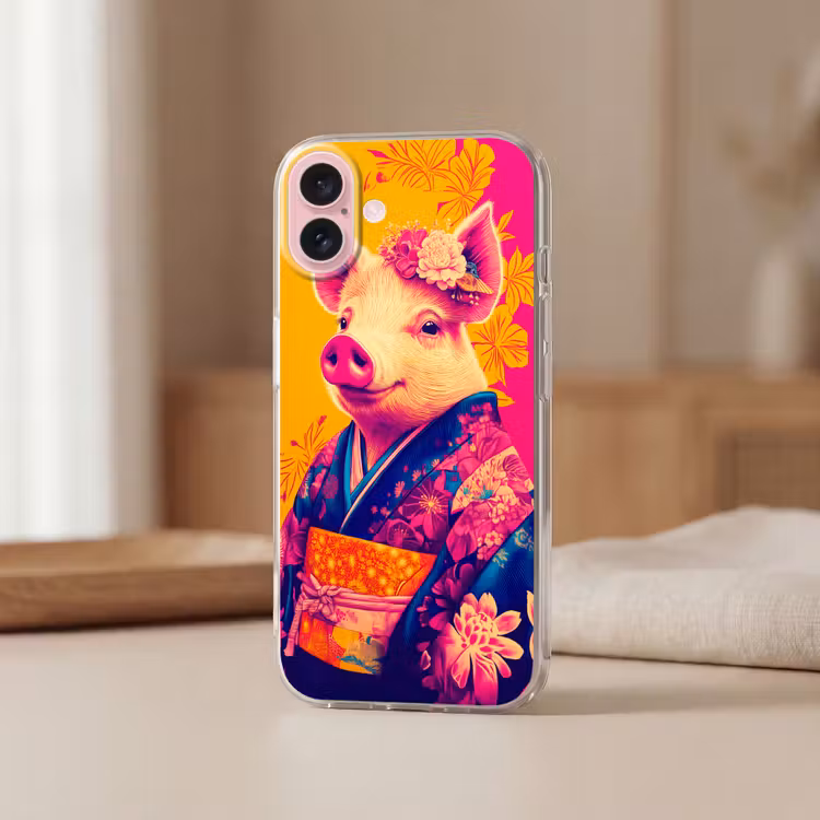 Telefoonhoesje - Varken - Bloemkroon - Kimono - Abstract — 3