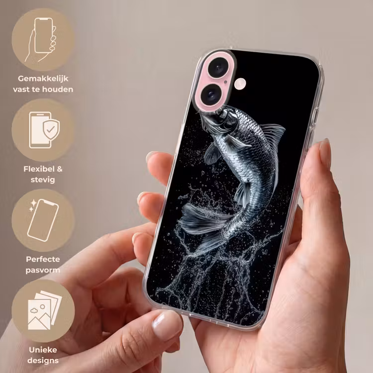 Telefoonhoesje - Vis - Koi - Zwart - Water — 4