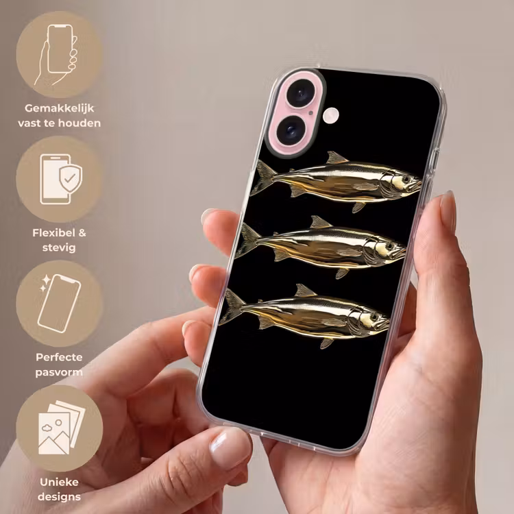 Telefoonhoesje - Vissen - Goud - Zwart — 4