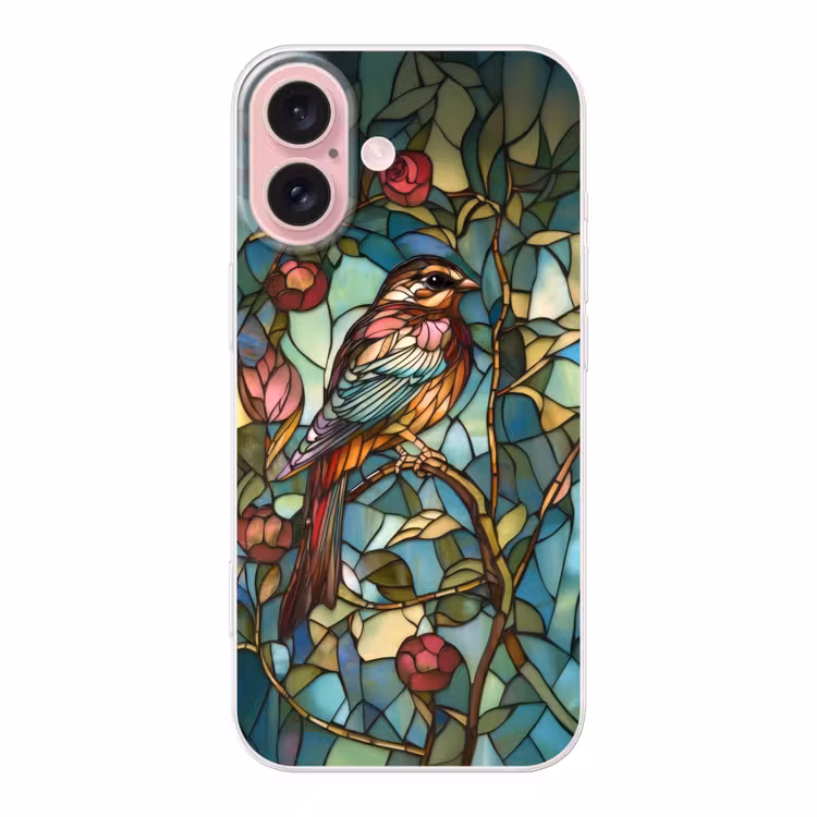 Telefoonhoesje - Vogel - Tak - Rozen - Mozaïek — 1