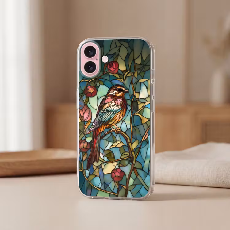 Telefoonhoesje - Vogel - Tak - Rozen - Mozaïek — 3