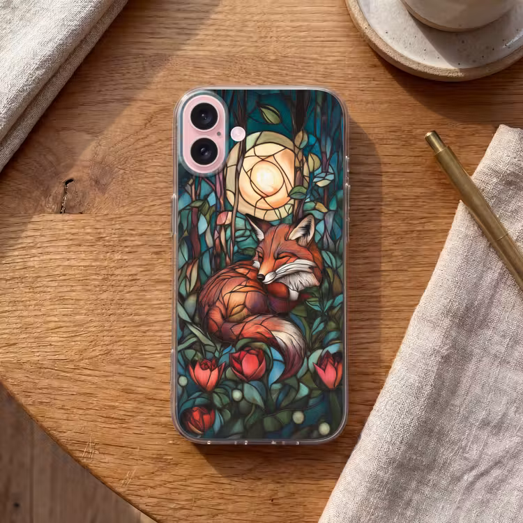 Telefoonhoesje - Vos - Mozaïek - Bos - Maan — 2