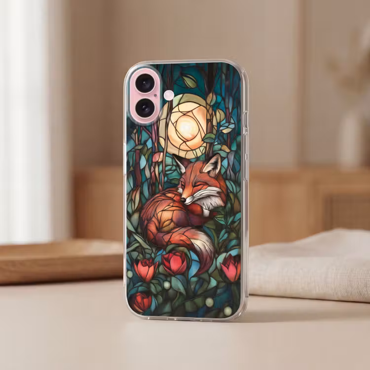 Telefoonhoesje - Vos - Mozaïek - Bos - Maan — 3