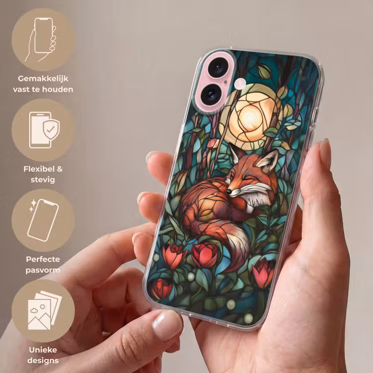 Telefoonhoesje - Vos - Mozaïek - Bos - Maan — 4