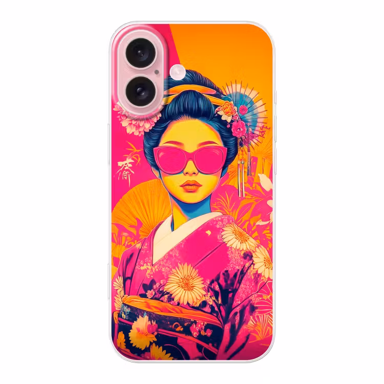 Telefoonhoesje - Vrouw - Zonnebril - Abstract - Oranje — 1