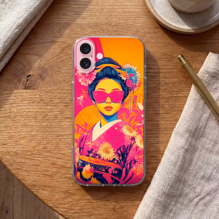 Telefoonhoesje - Vrouw - Zonnebril - Abstract - Oranje — 2