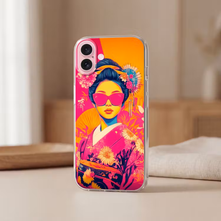 Telefoonhoesje - Vrouw - Zonnebril - Abstract - Oranje — 3