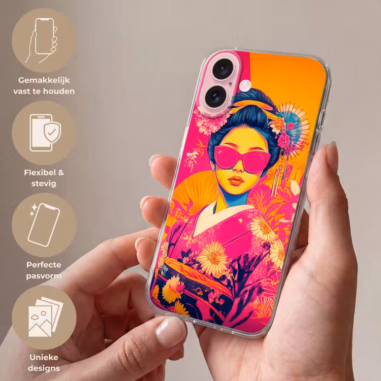 Telefoonhoesje - Vrouw - Zonnebril - Abstract - Oranje — 4