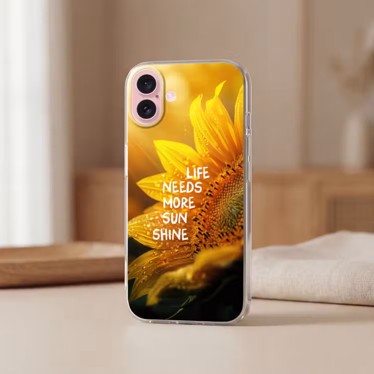 Telefoonhoesje - Zonnebloem - Close up - Geel - Quote — 3