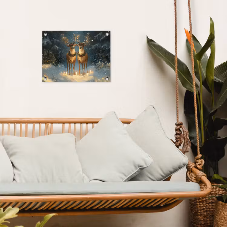 Tuinposter - Dennensprookje - Rendier - Nacht — 5
