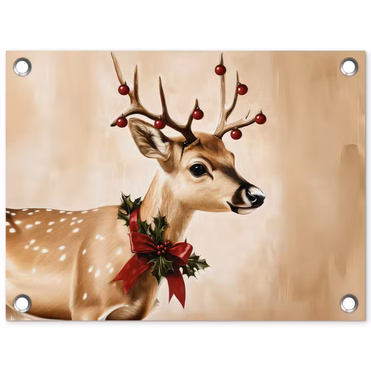 Tuinposter - Gewei - Kerst - Rendier - Rood — 1