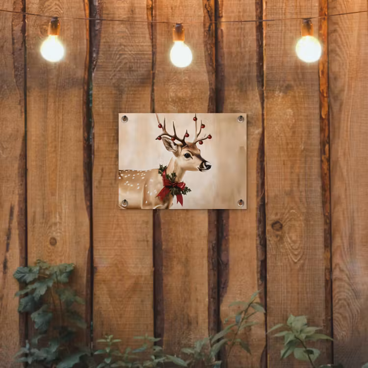 Tuinposter - Gewei - Kerst - Rendier - Rood — 2