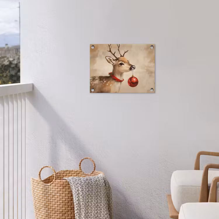 Tuinposter - Kerst - Hert - Gewei - Kerstbal - Rendier — 3