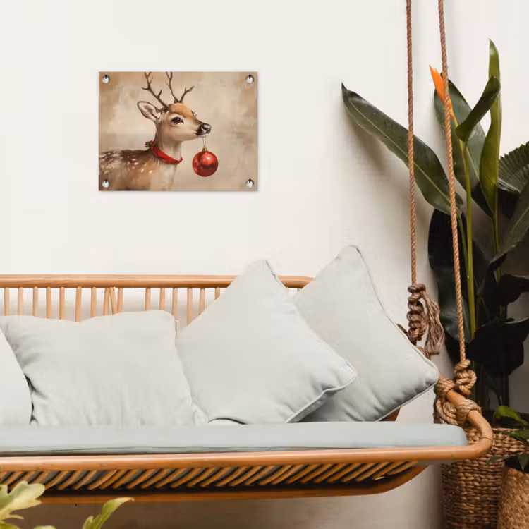 Tuinposter - Kerst - Hert - Gewei - Kerstbal - Rendier — 5