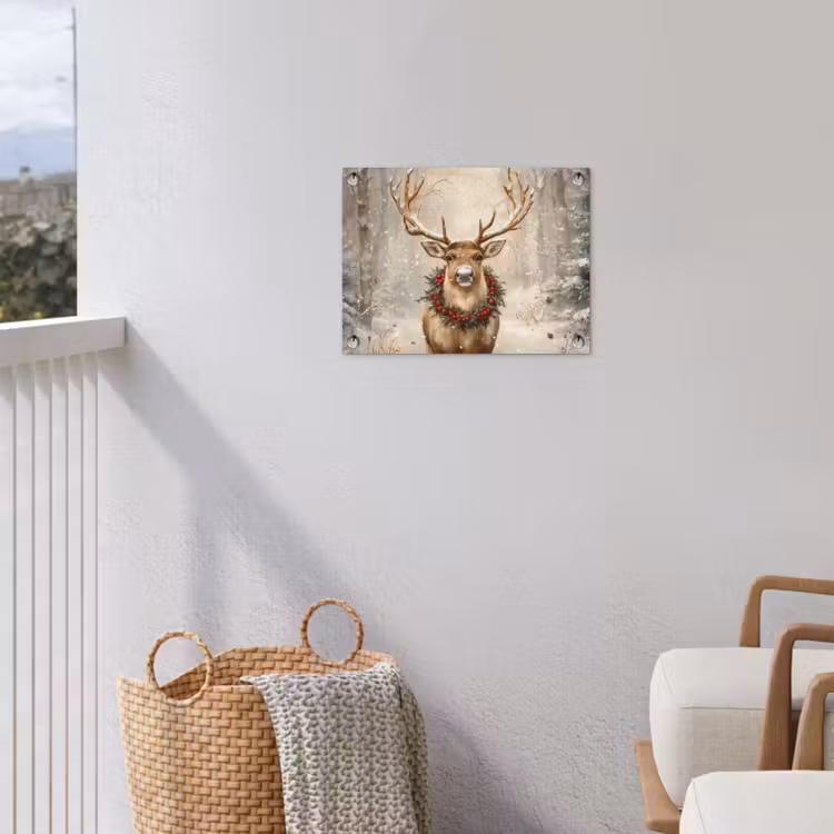 Tuinposter - Kerst - Rendier - Winter - Krans — 3