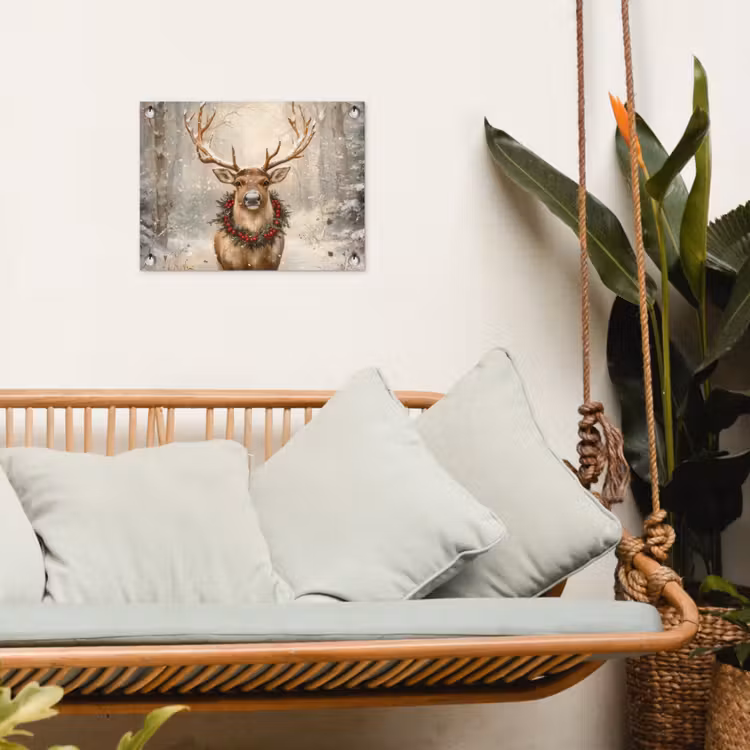 Tuinposter - Kerst - Rendier - Winter - Krans — 5