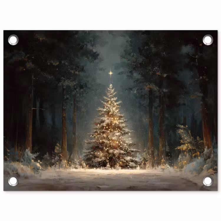 Tuinposter - Kerstboom - Bos - Sneeuw - meerkleurig — 1