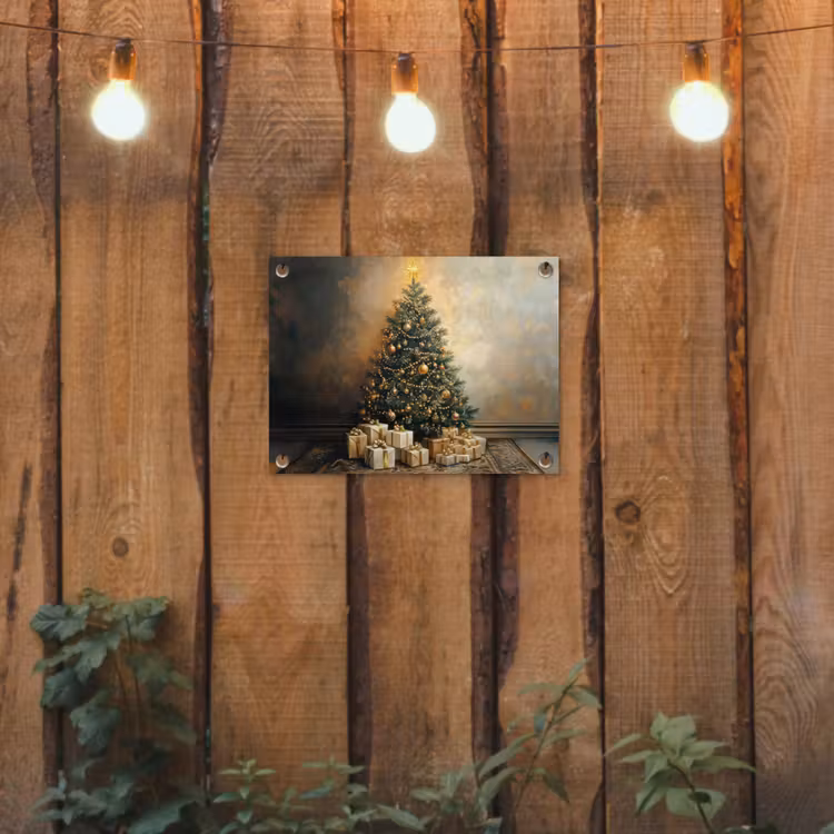 Tuinposter - Kerstboom - Cadeaus - Goud — 2