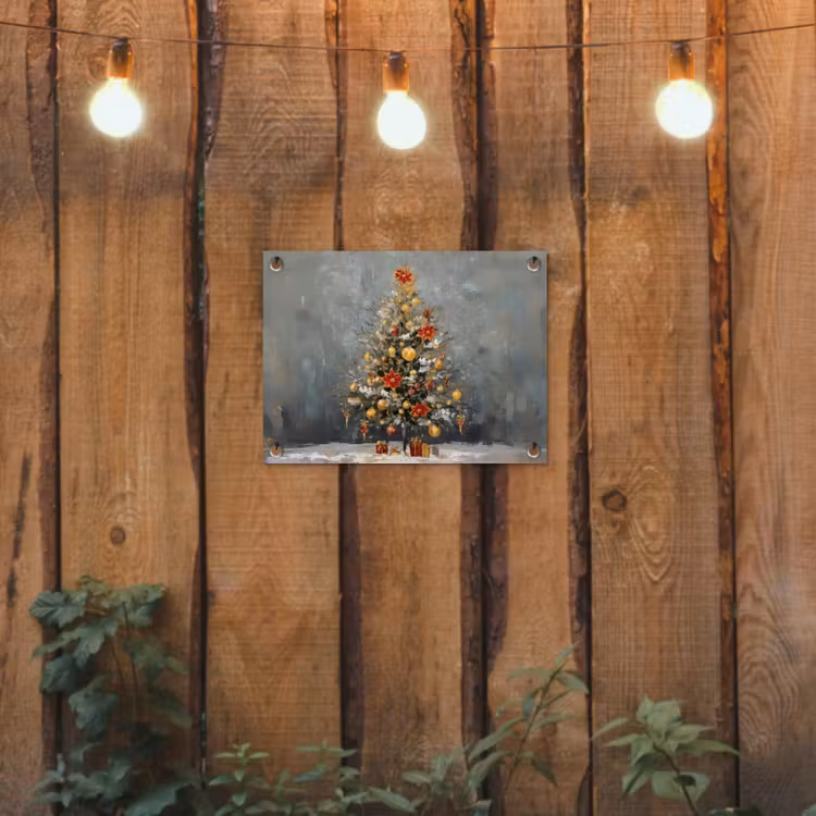 Tuinposter - Kerstboom - Cadeaus - Rood - Goud — 2