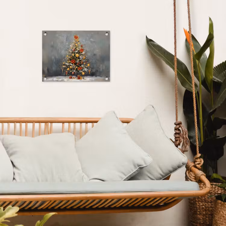 Tuinposter - Kerstboom - Cadeaus - Rood - Goud — 5