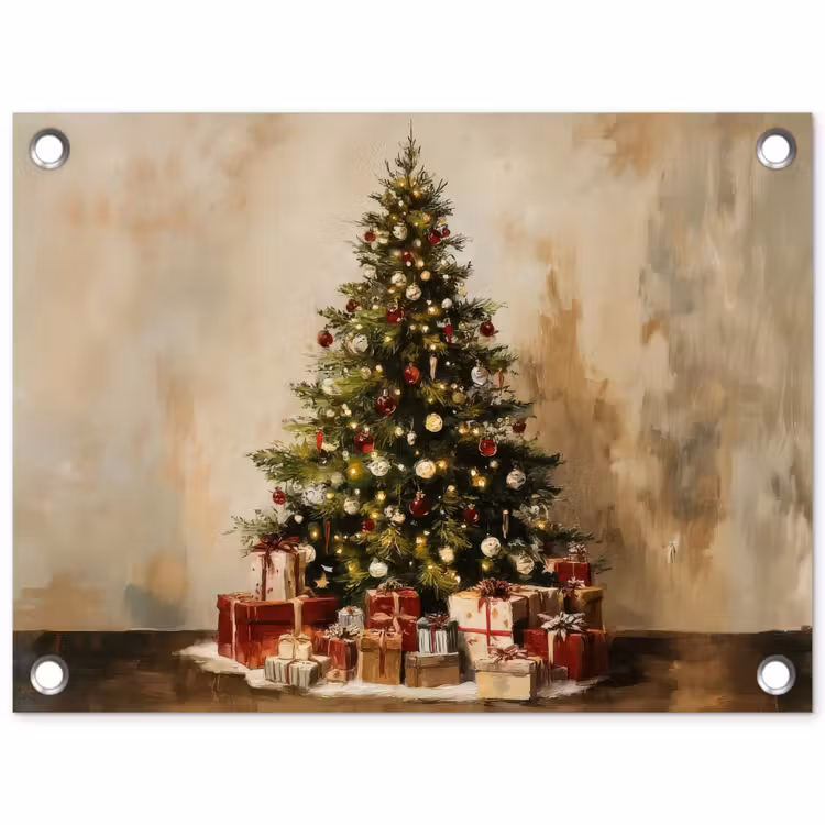 Tuinposter - Kerstboom - Versierd - Kleurrijk — 1