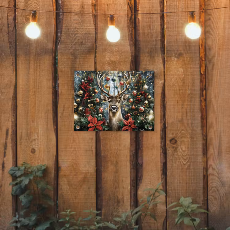 Tuinposter - Kerstfeest - Dennenbos - Rood — 2