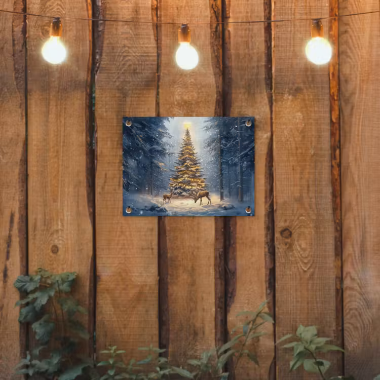 Tuinposter - Kerstlicht - Woud - Hert - Donker — 2