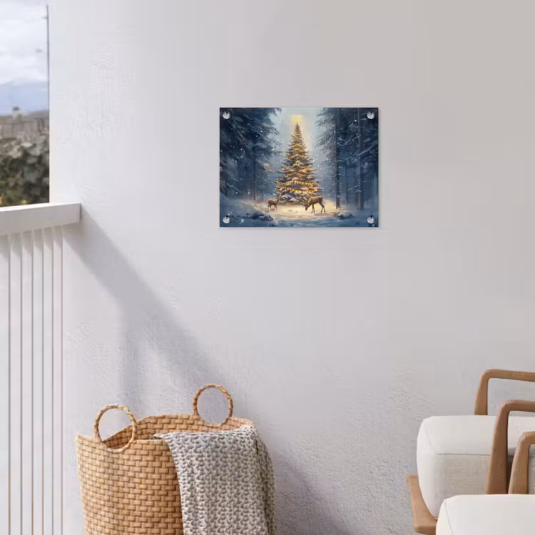 Tuinposter - Kerstlicht - Woud - Hert - Donker — 3