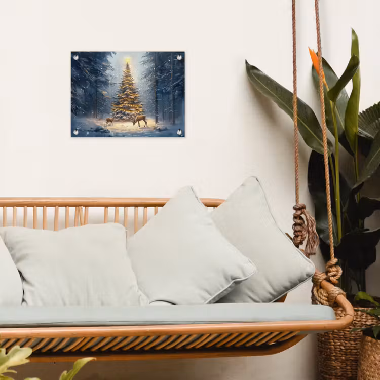 Tuinposter - Kerstlicht - Woud - Hert - Donker — 5