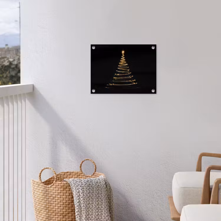 Tuinposter - Magisch - Kerstboom - Lichtspiralen - Zwart — 3