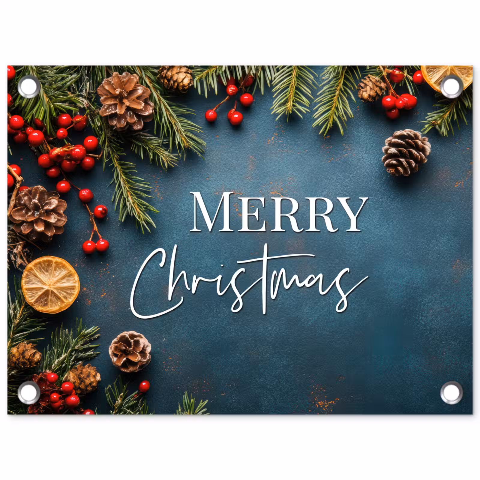 Tuinposter - Merry Christmas - Blauw - Kerst - Winter — 1