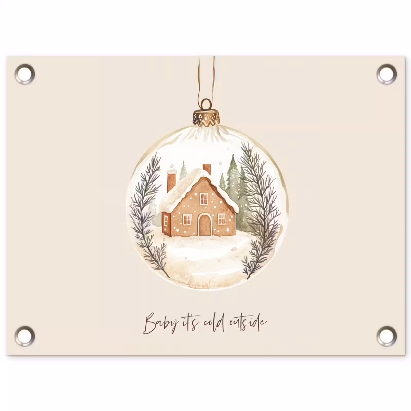 Tuinposter - Quote - Winter - Kerst - Beige - Kerstbal — 1
