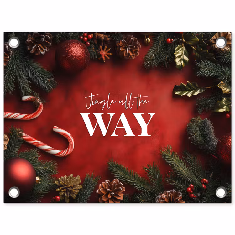 Tuinposter - Kerst - Quote - Rood - Kerstballen — 1