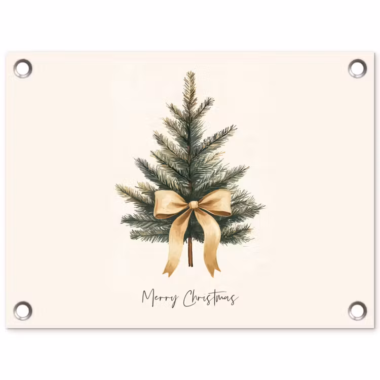 Tuinposter - Kerstboom - Kerst - Merry Christmas - Beige — 1