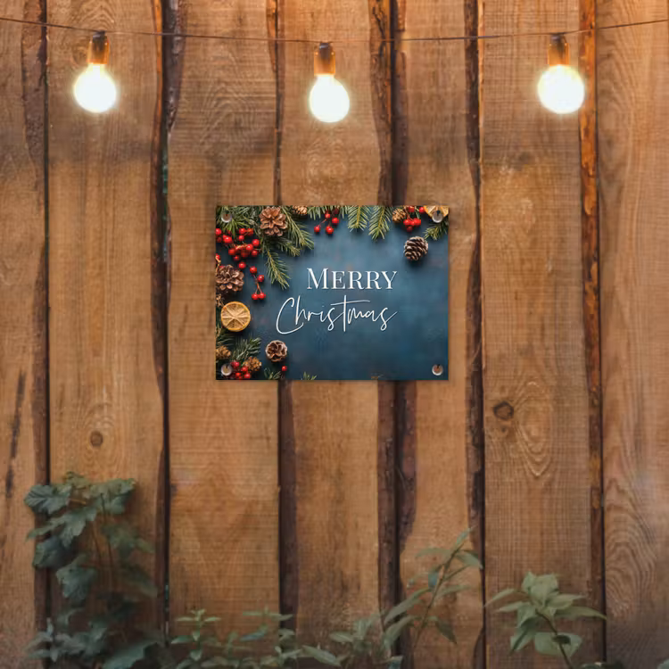 Tuinposter - Merry Christmas - Blauw - Kerst - Winter — 2