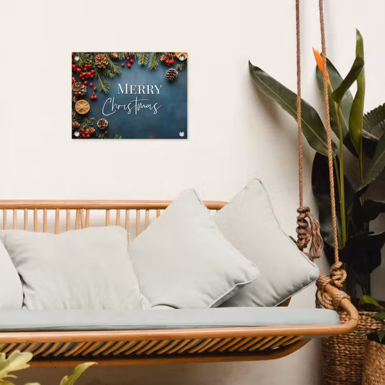 Tuinposter - Merry Christmas - Blauw - Kerst - Winter — 5