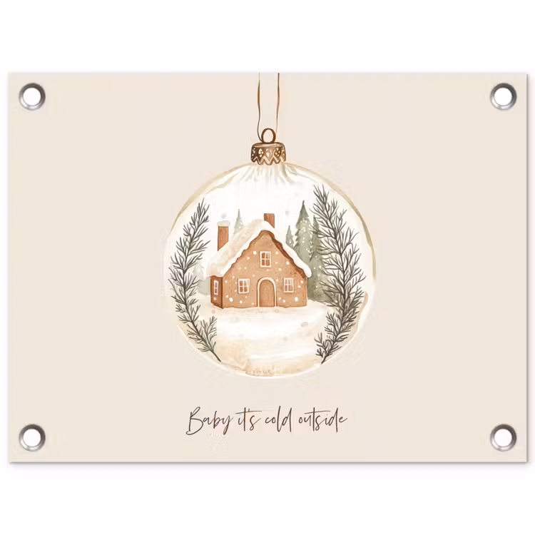 Tuinposter - Quote - Winter - Kerst - Beige - Kerstbal — 1