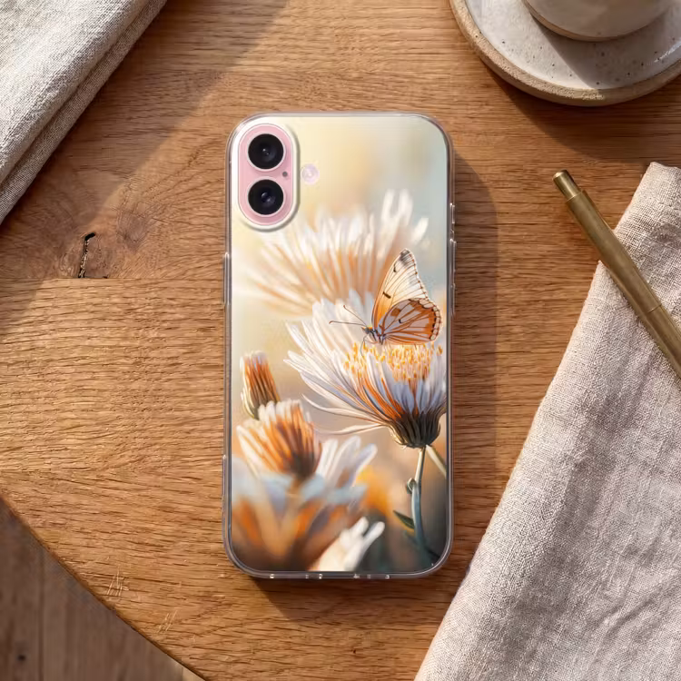 Telefoonhoesje - Vlinder - Bloem - Oranje — 2