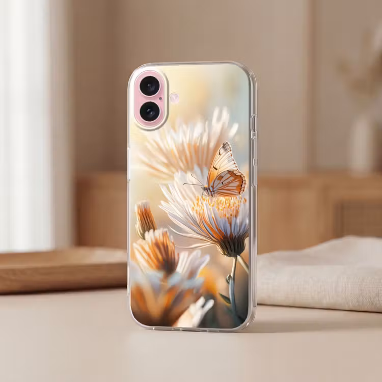 Telefoonhoesje - Vlinder - Bloem - Oranje — 3