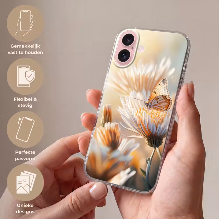 Telefoonhoesje - Vlinder - Bloem - Oranje — 4