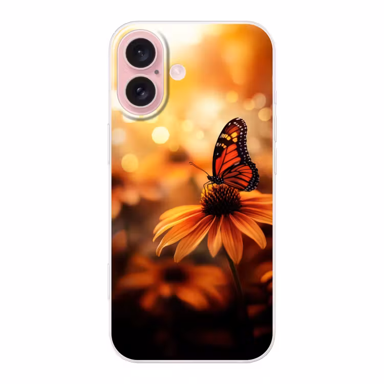 Telefoonhoesje - Vlinder - Bloemen - Oranje — 1