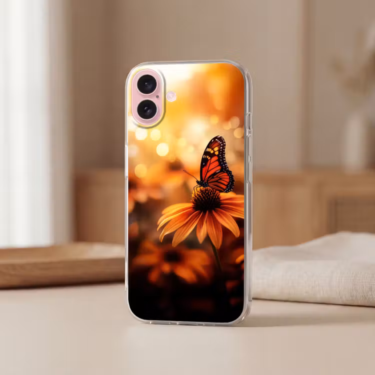 Telefoonhoesje - Vlinder - Bloemen - Oranje — 3