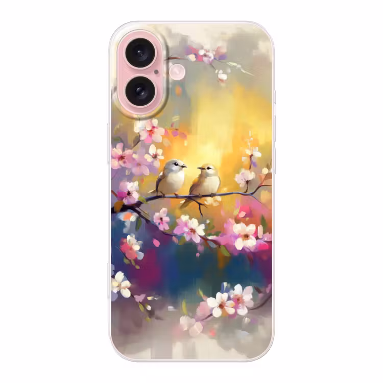 Telefoonhoesje - Vogels - Bloemen - Roze — 1