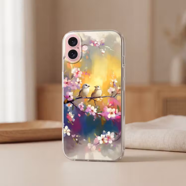 Telefoonhoesje - Vogels - Bloemen - Roze — 3