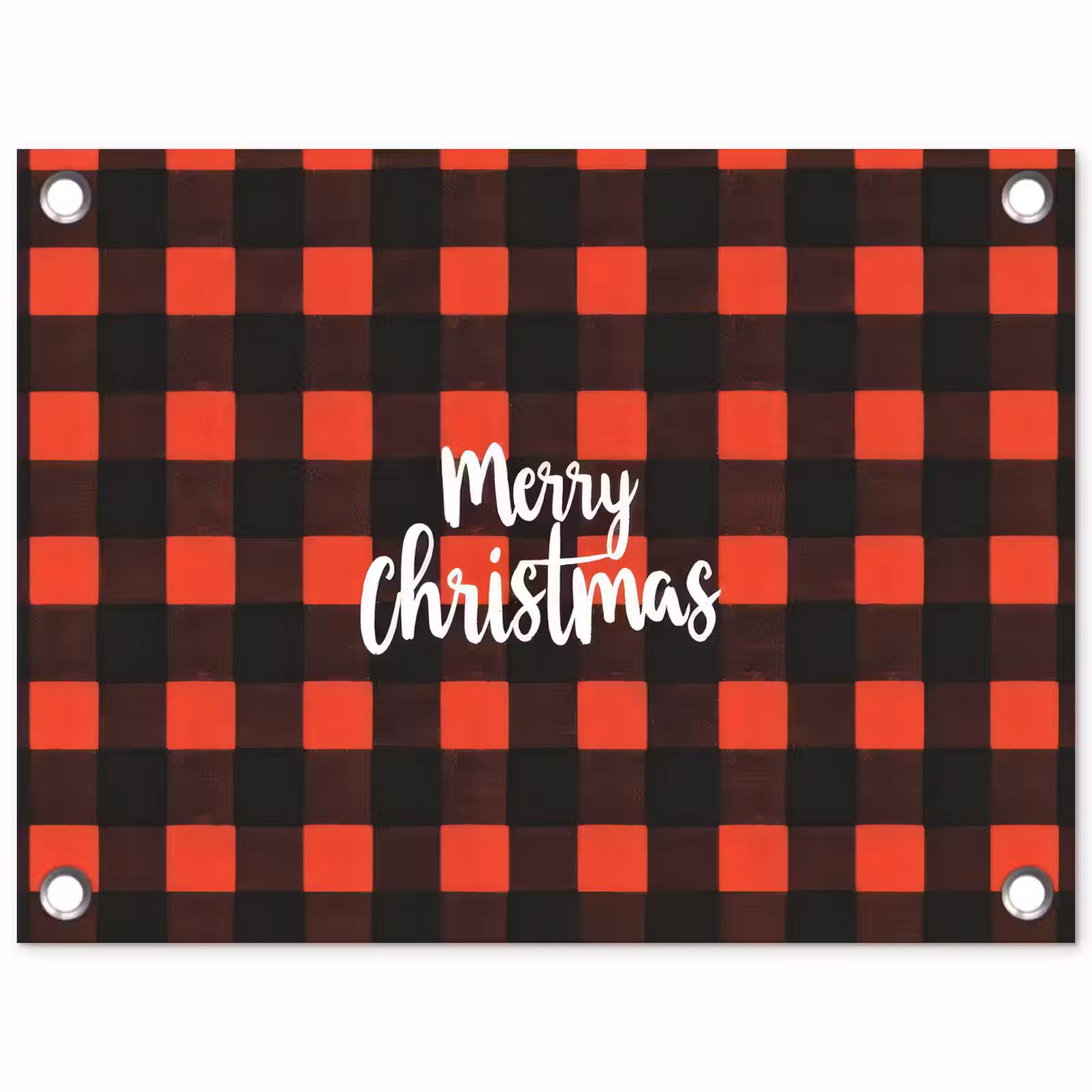 Tuinposter - Geruit - Rood - Tekst - Christmas — 1