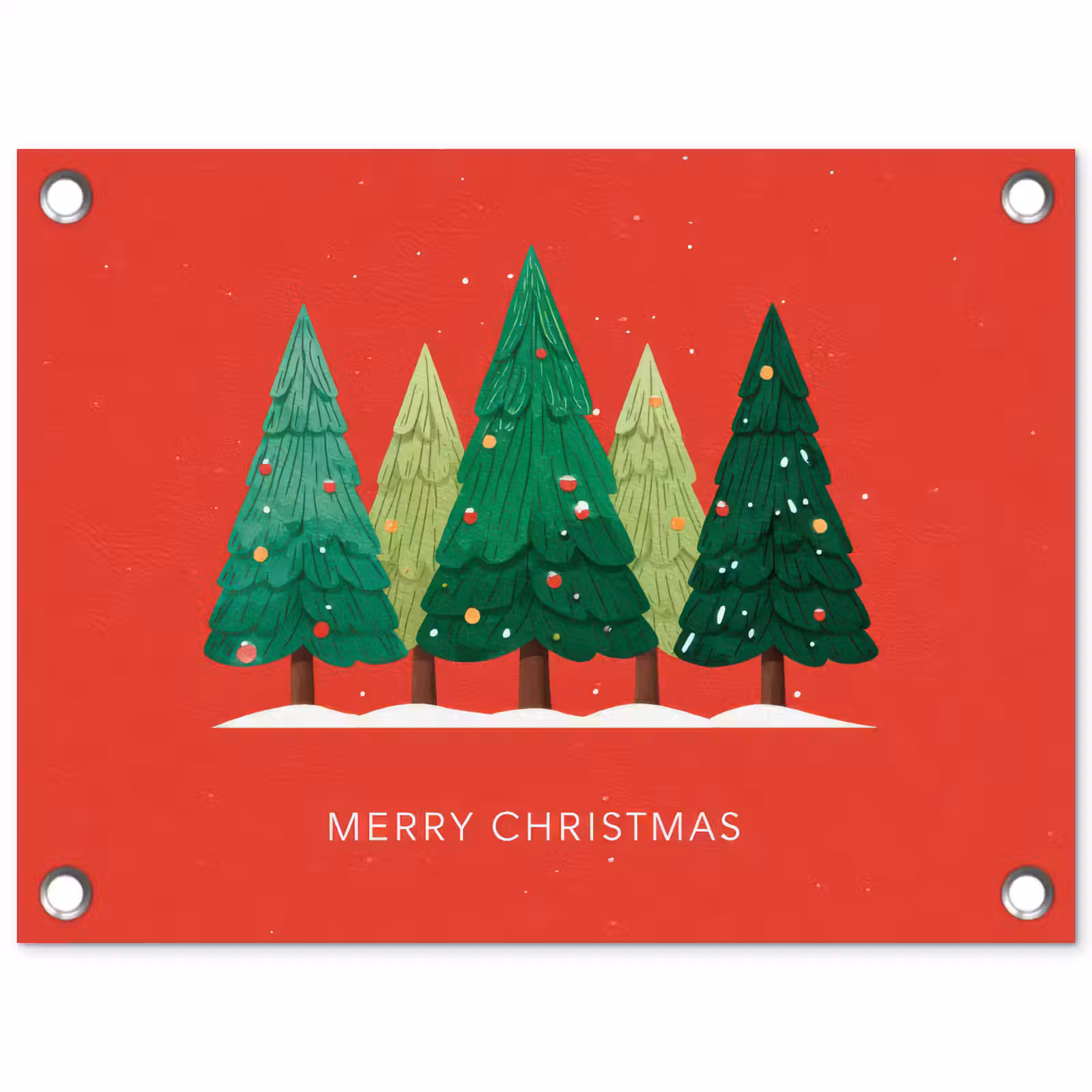 Tuinposter - Minimalistisch - Kerstbomen - Rood - Sneeuw — 1