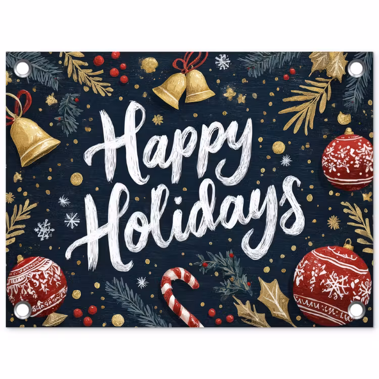 Tuinposter - Feestelijk - Kerstgroet - Kleurrijk — 1